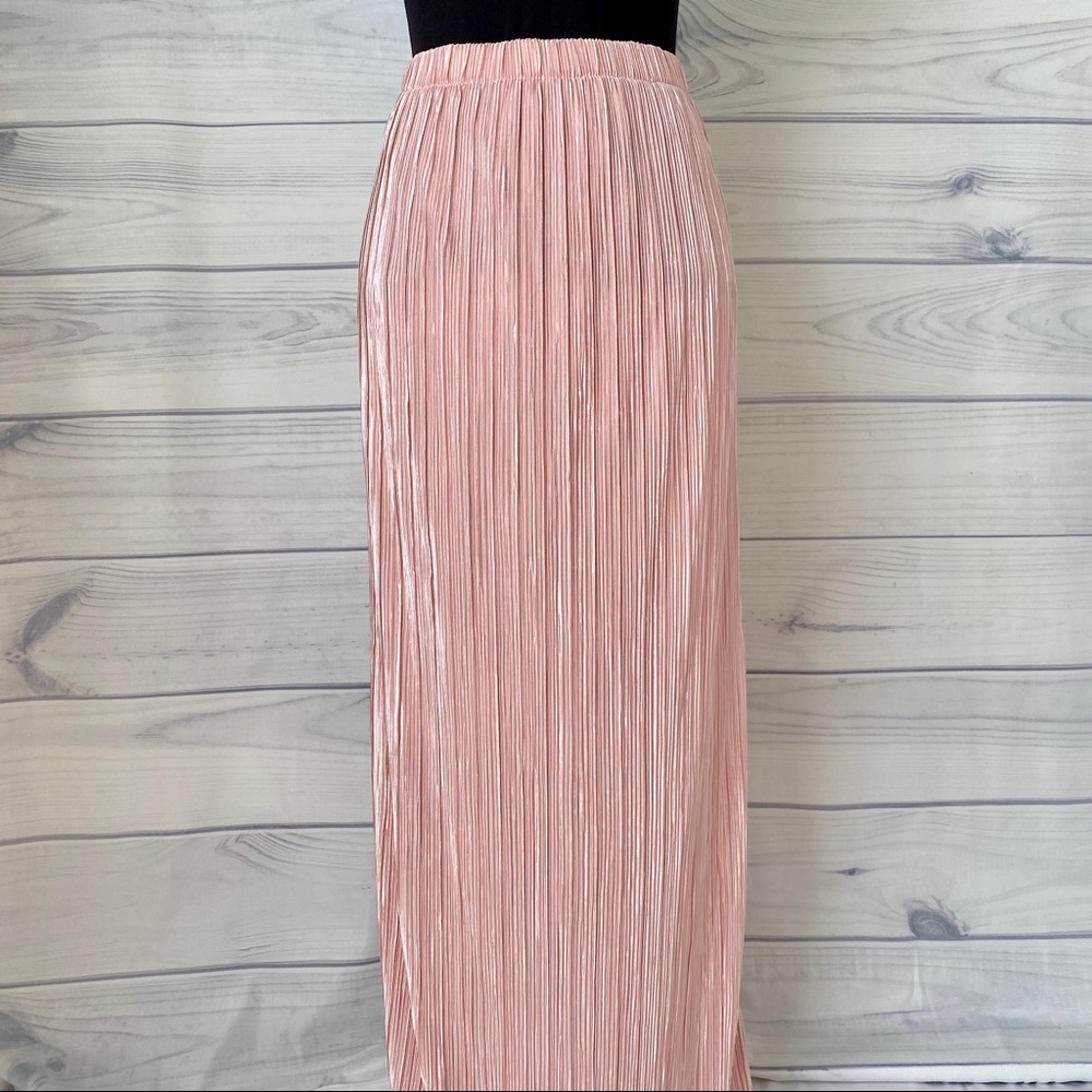 AMISU l NWOT Pleated Metallic Maxi Skirt (10)